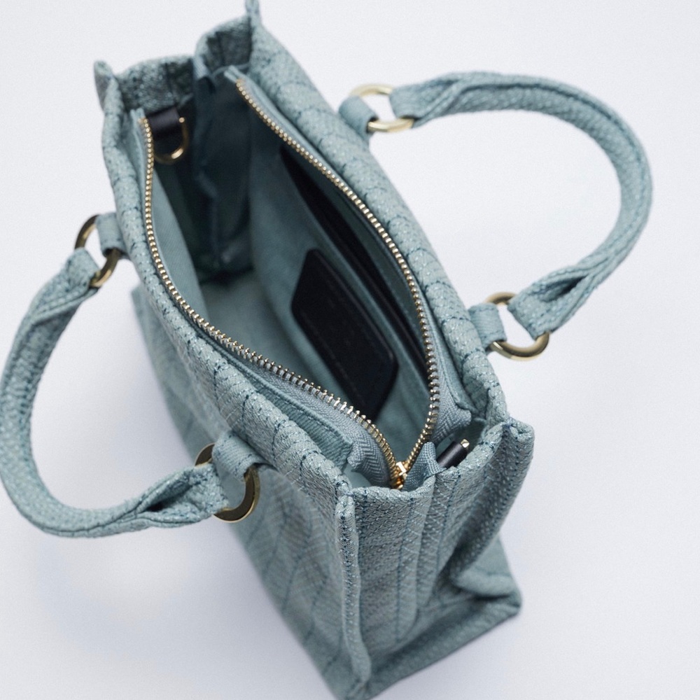 NWT ZARA Denim tote with chain strap - Picture 4 of 6